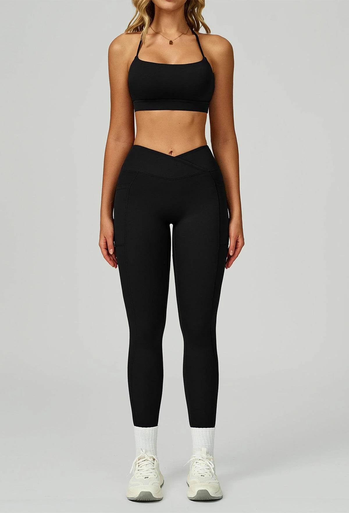 Activewear Set with Cross Back Bra and Legging - Artadvier