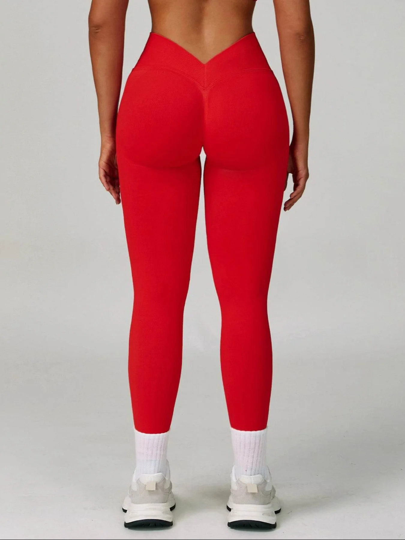 V Back High Waist Biker Legging - Artadvier