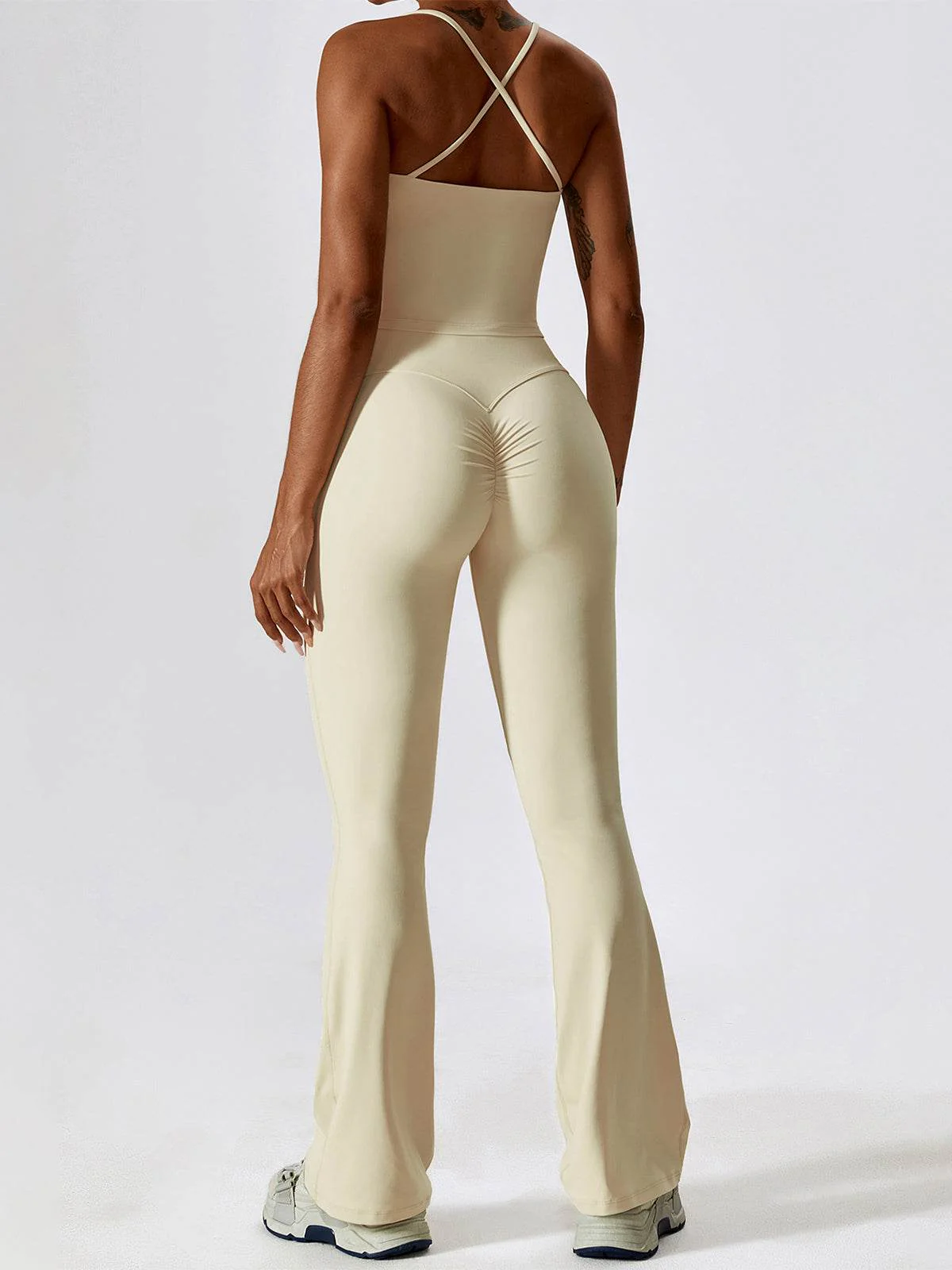 Sport Set with Crossover Strap Tank Top and Flared Pant - Artadvier