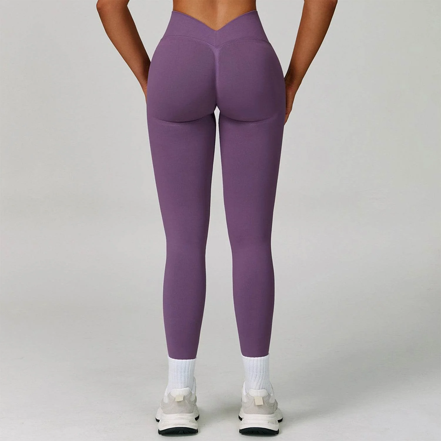 V Back High Waist Biker Legging - Artadvier