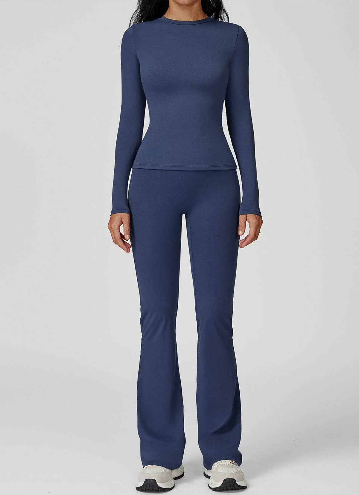 Sports Wear with Long Sleeve T-Shirt and Flared Leg Pants - Artadvier