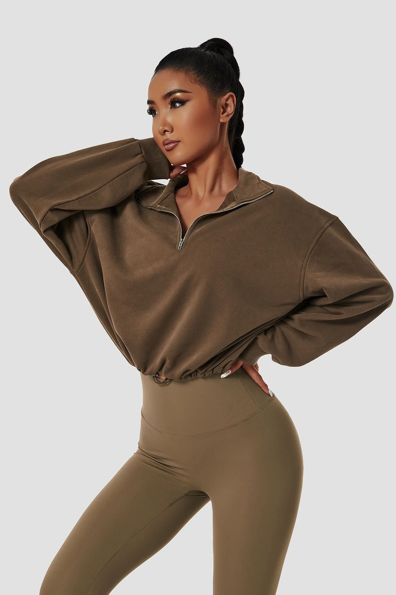 Half-Zip Pullover Sweatshirt Relaxed Fit - Artadvier