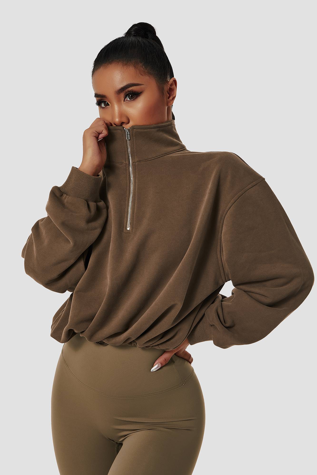 Half-Zip Pullover Sweatshirt Relaxed Fit - Artadvier