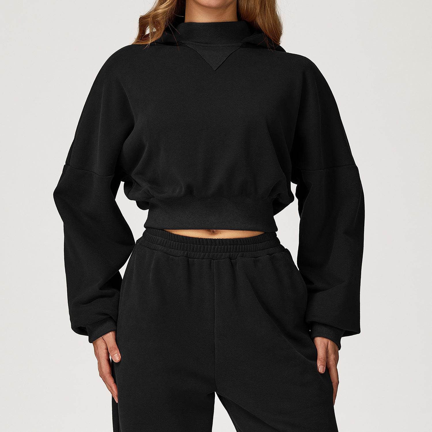Long Sleeve Crop Sweatshirt Casual Hoodie - Artadvier