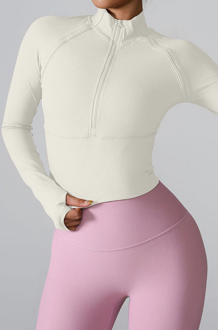 Long Sleeve Half zip Yoga Tops Athletic Slim Fit Sweatshirt - Artadvier