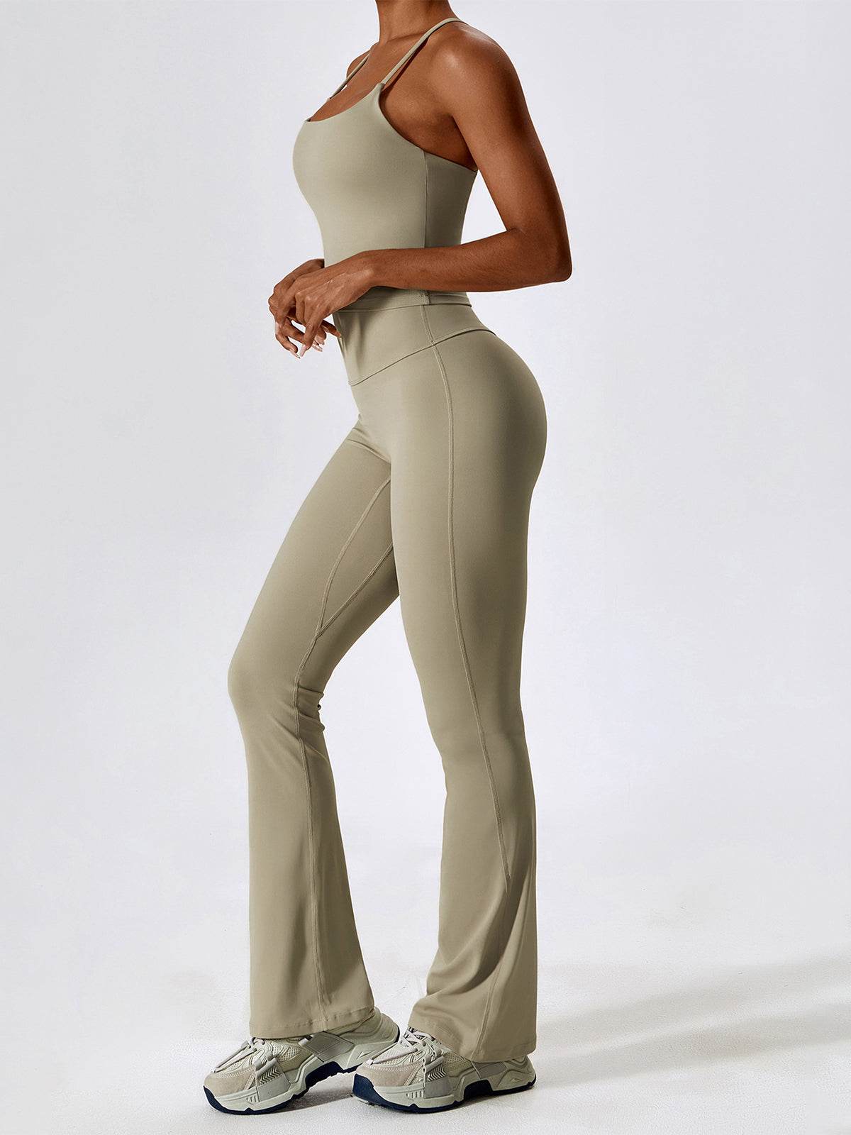 Sport Set with Crossover Strap Tank Top and Flared Pant - Artadvier