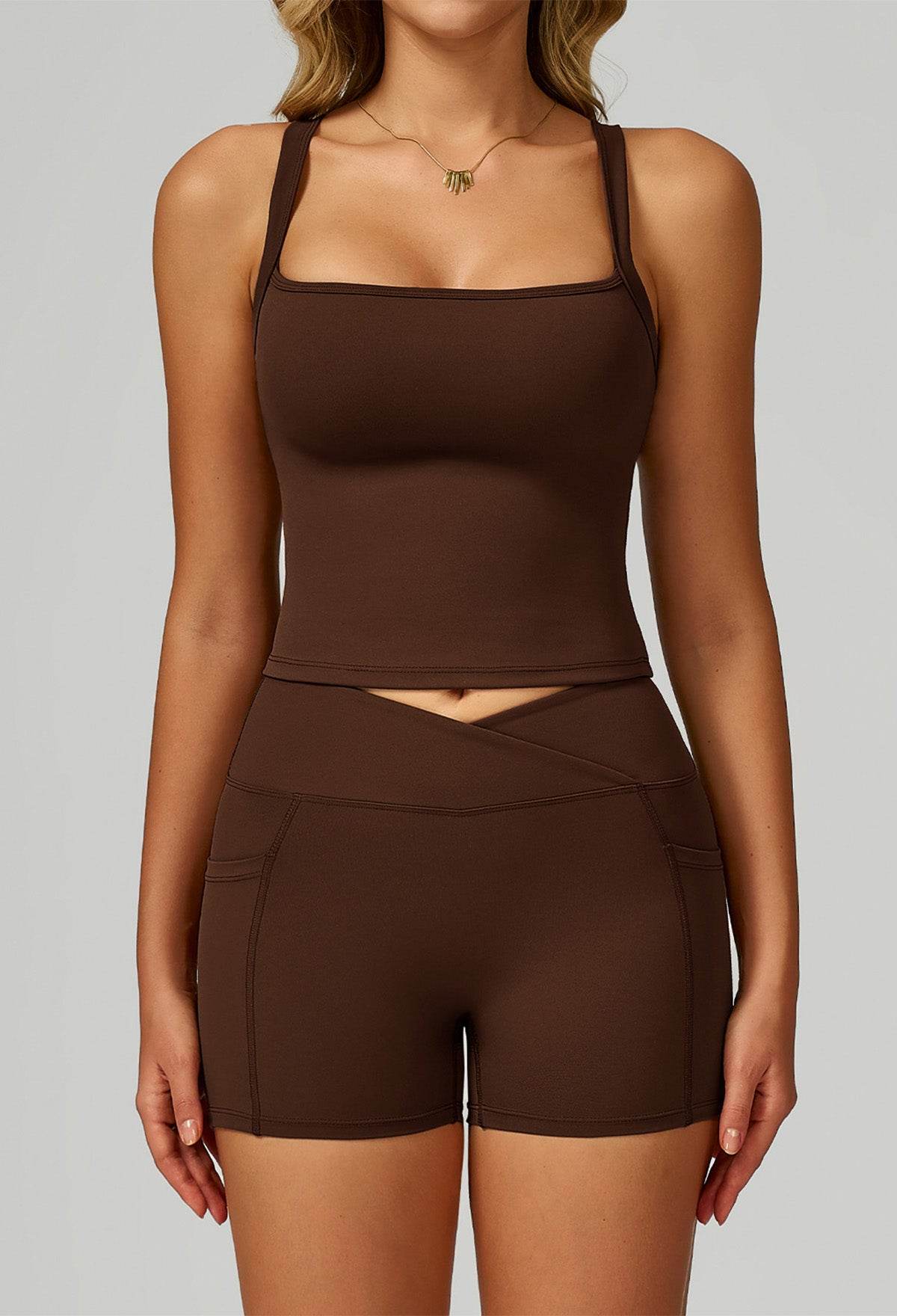 Activewear Set with Wide Strap Tank Top and Short - Artadvier