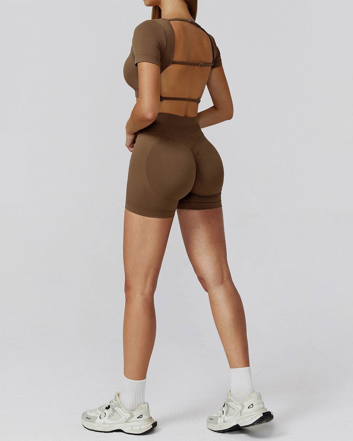 Athletic Wear with Short Sleeve Crop Top and Short - Artadvier