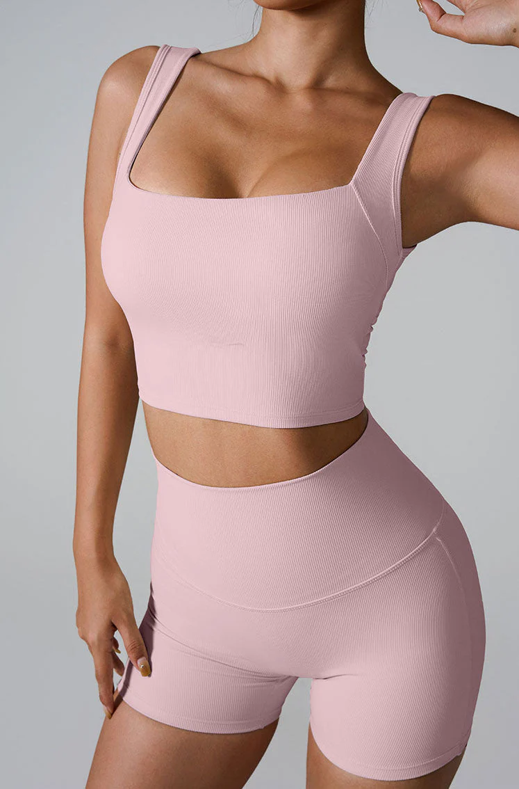 Sleeveless Square Neck Athletic Crop Tank Top - Artadvier