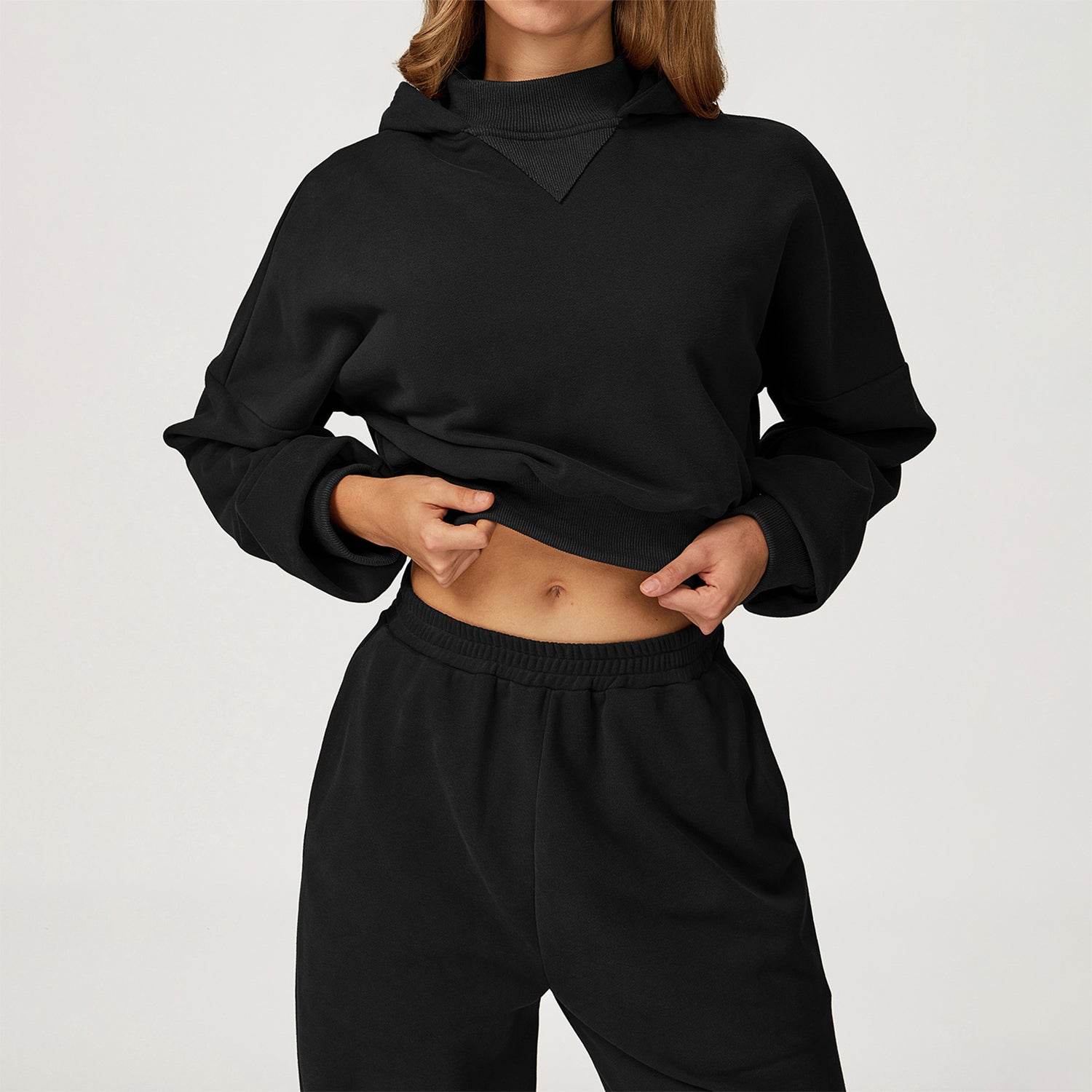 Long Sleeve Crop Sweatshirt Casual Hoodie - Artadvier