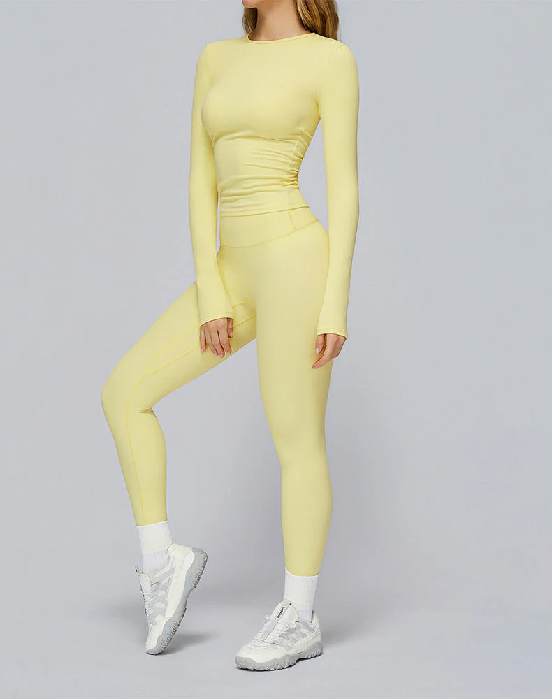 Athletic Wear with Long Sleeve Slim Fit T-Shirt and Legging - Artadvier