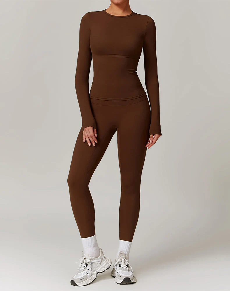 Athletic Wear with Long Sleeve Slim Fit T-Shirt and Legging - Artadvier