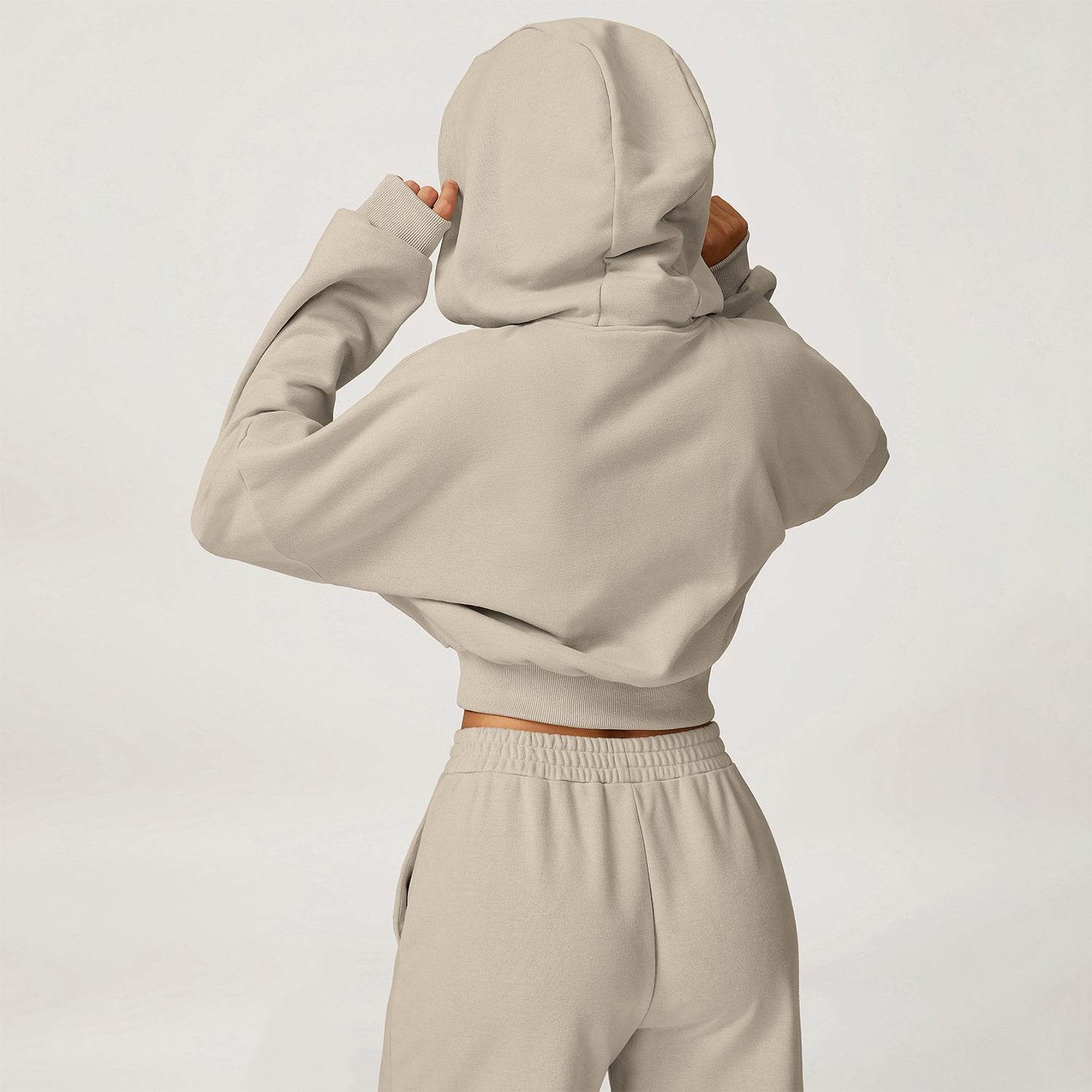 Long Sleeve Crop Sweatshirt Casual Hoodie - Artadvier