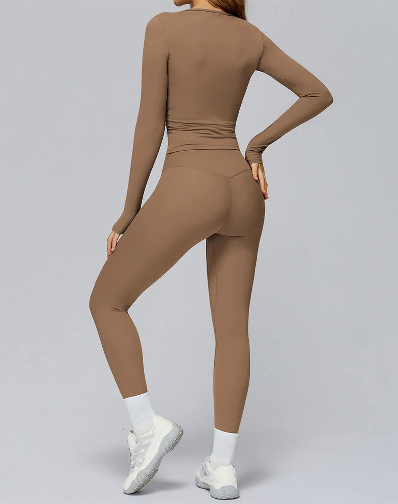 Athletic Wear with Long Sleeve Slim Fit T-Shirt and Legging - Artadvier