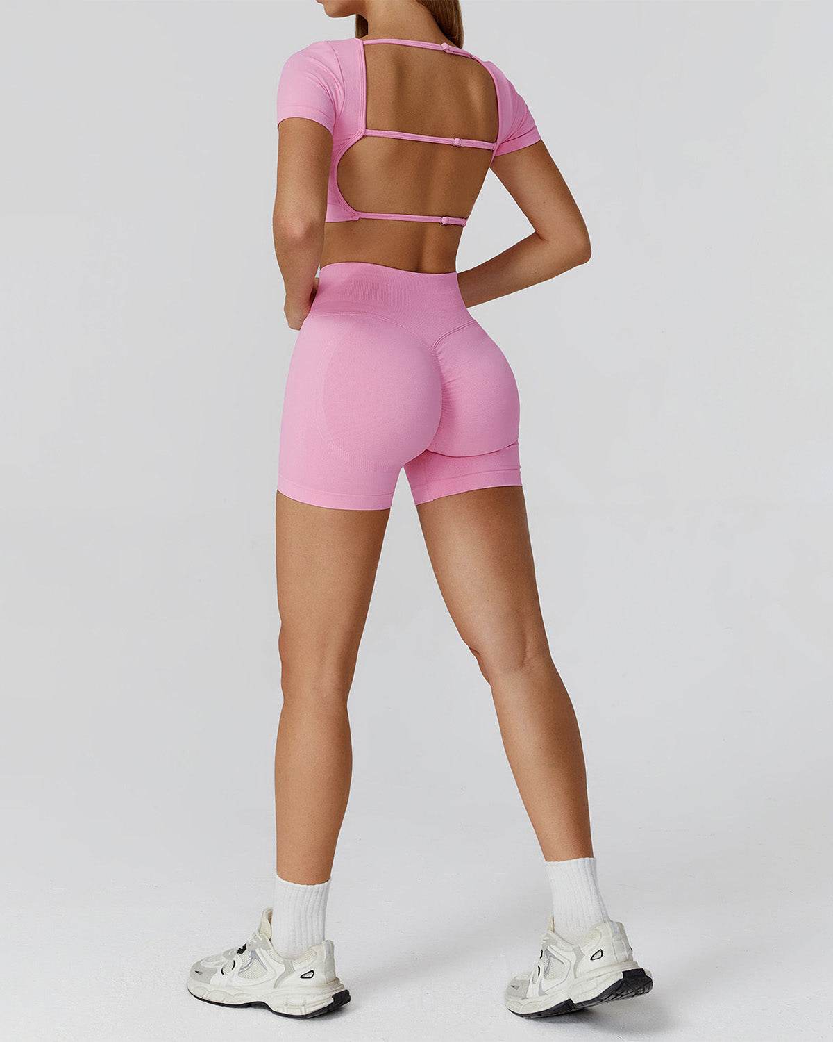 Athletic Wear with Short Sleeve Crop Top and Short - Artadvier