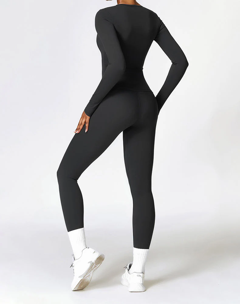 Athletic Wear with Long Sleeve Slim Fit T-Shirt and Legging - Artadvier