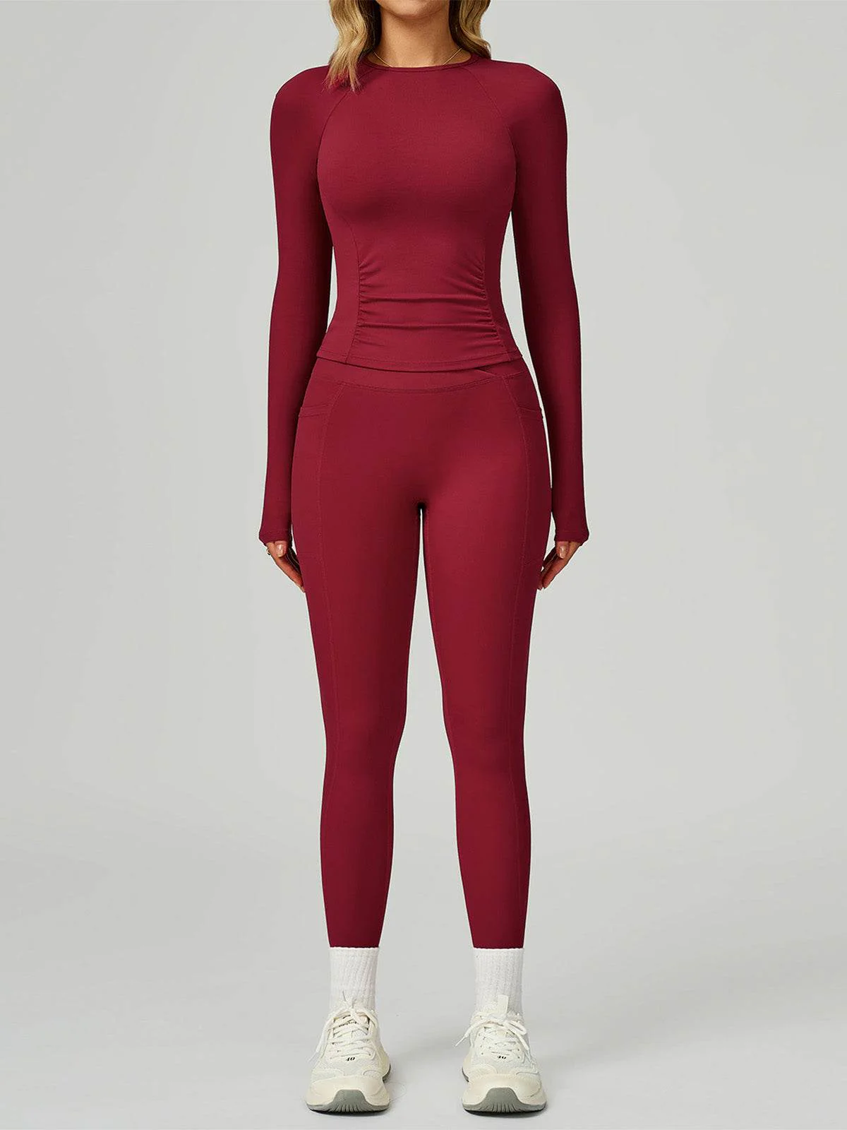 Sport Set with Long Sleeve Crew Neck T-Shirt and Legging - Artadvier